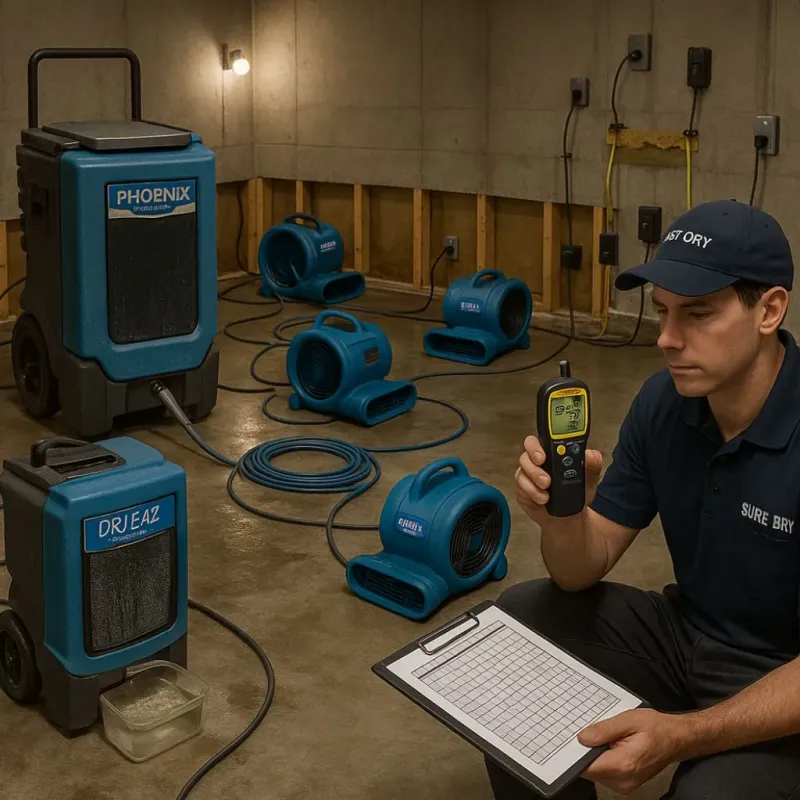 Structural Drying and Dehumidification process in Glyndon, MN
